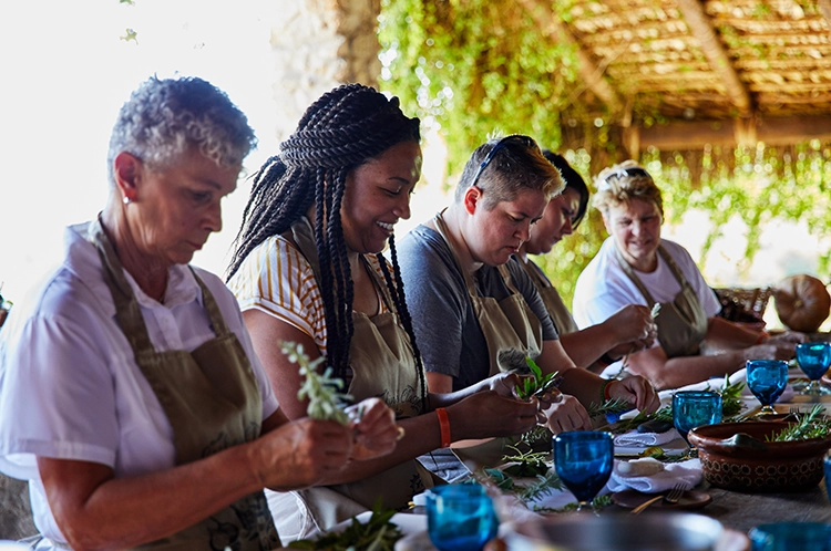 women doing a cooking class