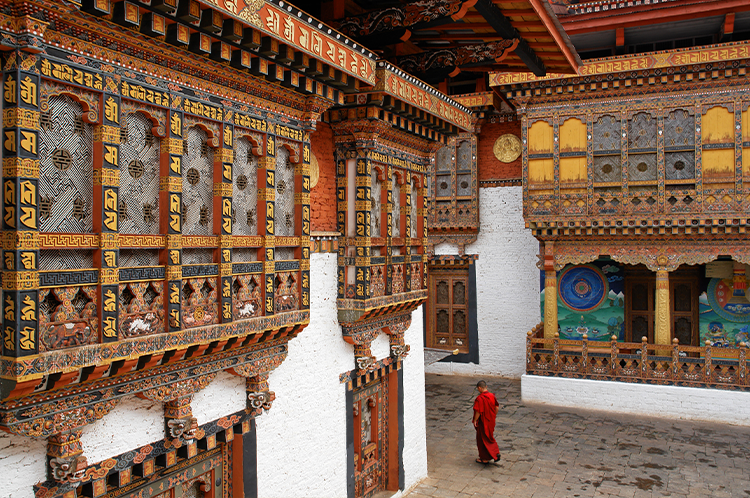 Monk in Punakha Temple