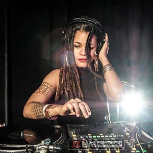 DJ LadyRyan and her mixing board