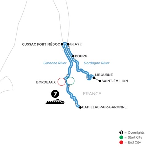 Bonjour Bordeaux Riverboat Cruise Itinerary Map